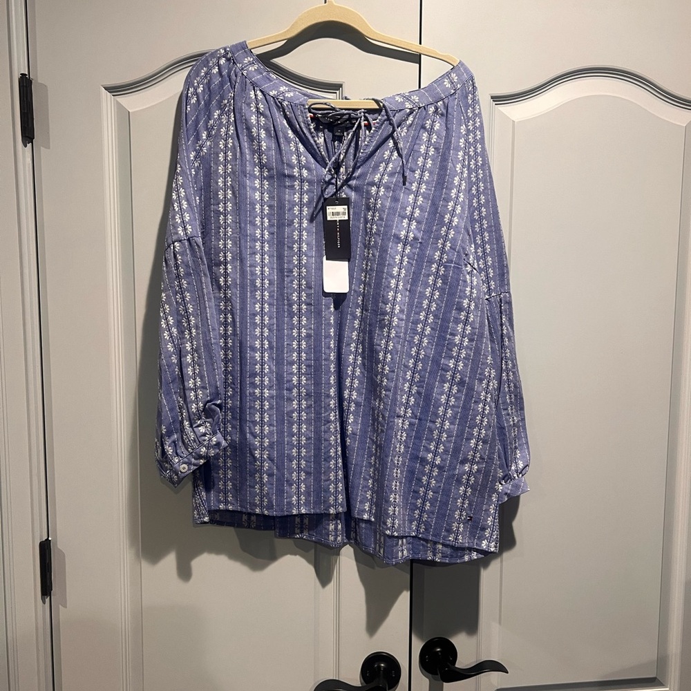 Tommy Hilfiger Blue and White Blouse